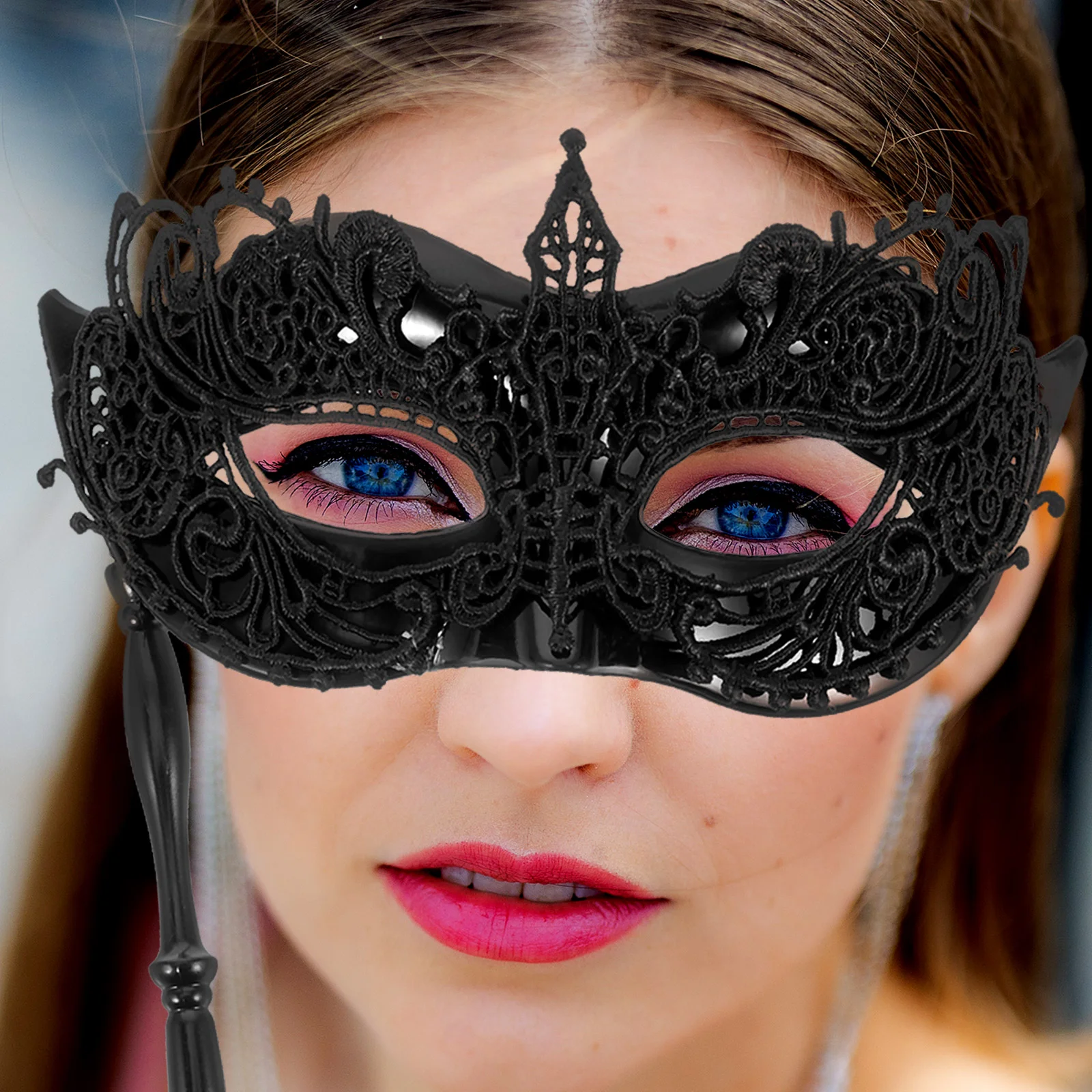 Lace Hand Mask Masquerade with Stick Halloween Costume Mardi Gras Masks for Women Party Lovers Couple Outfits