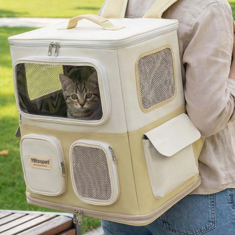 Cat bag trolley for going out, portable, breathable, large-capacity, multifunctional pet backpack, cat cage