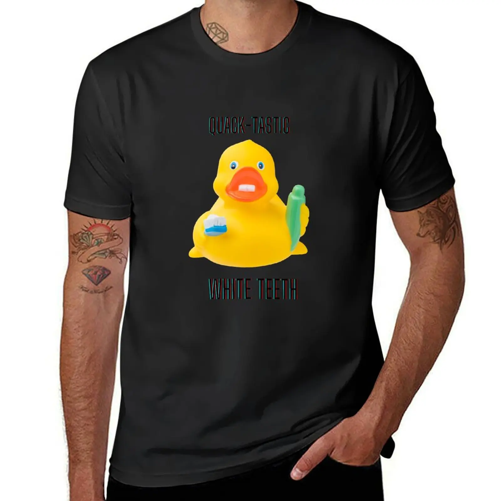 Quack-tastic white teeth, cute yellow rubber duck for kids to brush their teeth T-Shirt vintage clothes Short sleeve tee men