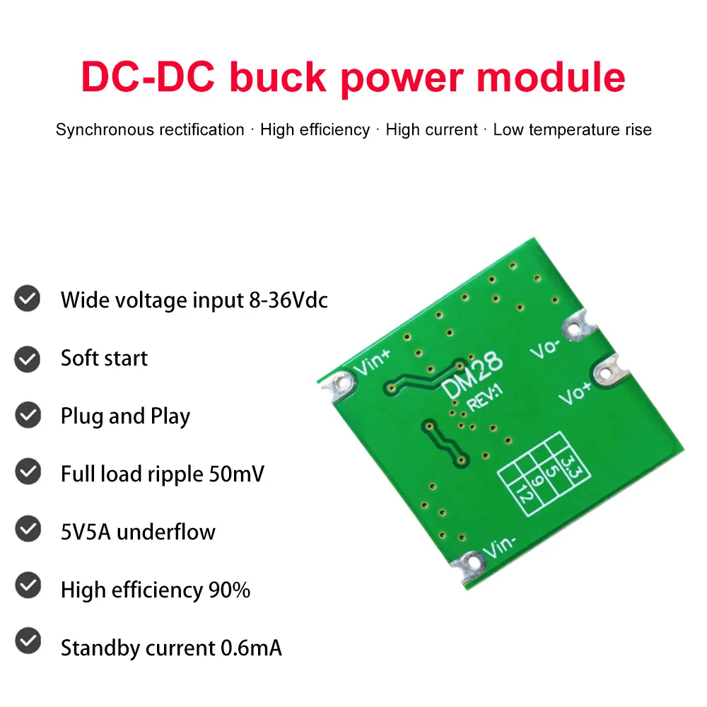 DC 8V-30V to 5V 5A Step Down Power Supply Module Buck Converter Rectification Power Module