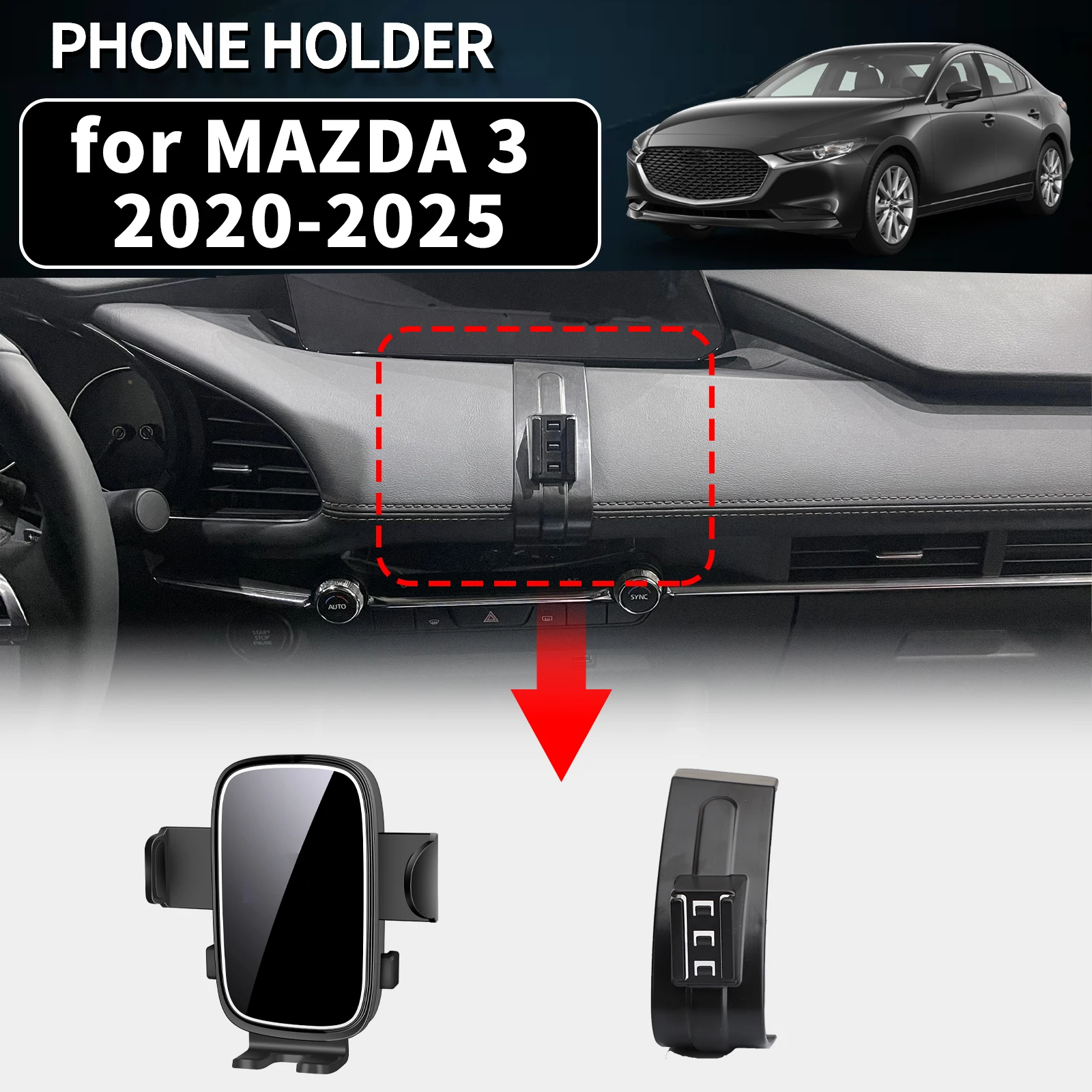 Suporte para Telefone Automotivo para MAZDA 3 BP 2020 2021 2022 2023 2024 2025, Suporte de Navegação GPS, Acessórios Estáveis para Carro