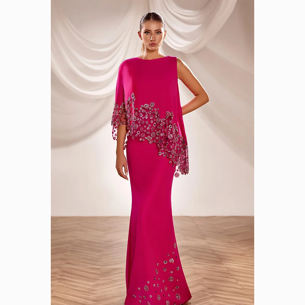 

Elegant Evening Dresses O-Neck Jersey Bead Crystal Mermaid Evening Gowns Floor Length Prom Dresses Dress Customized 2025