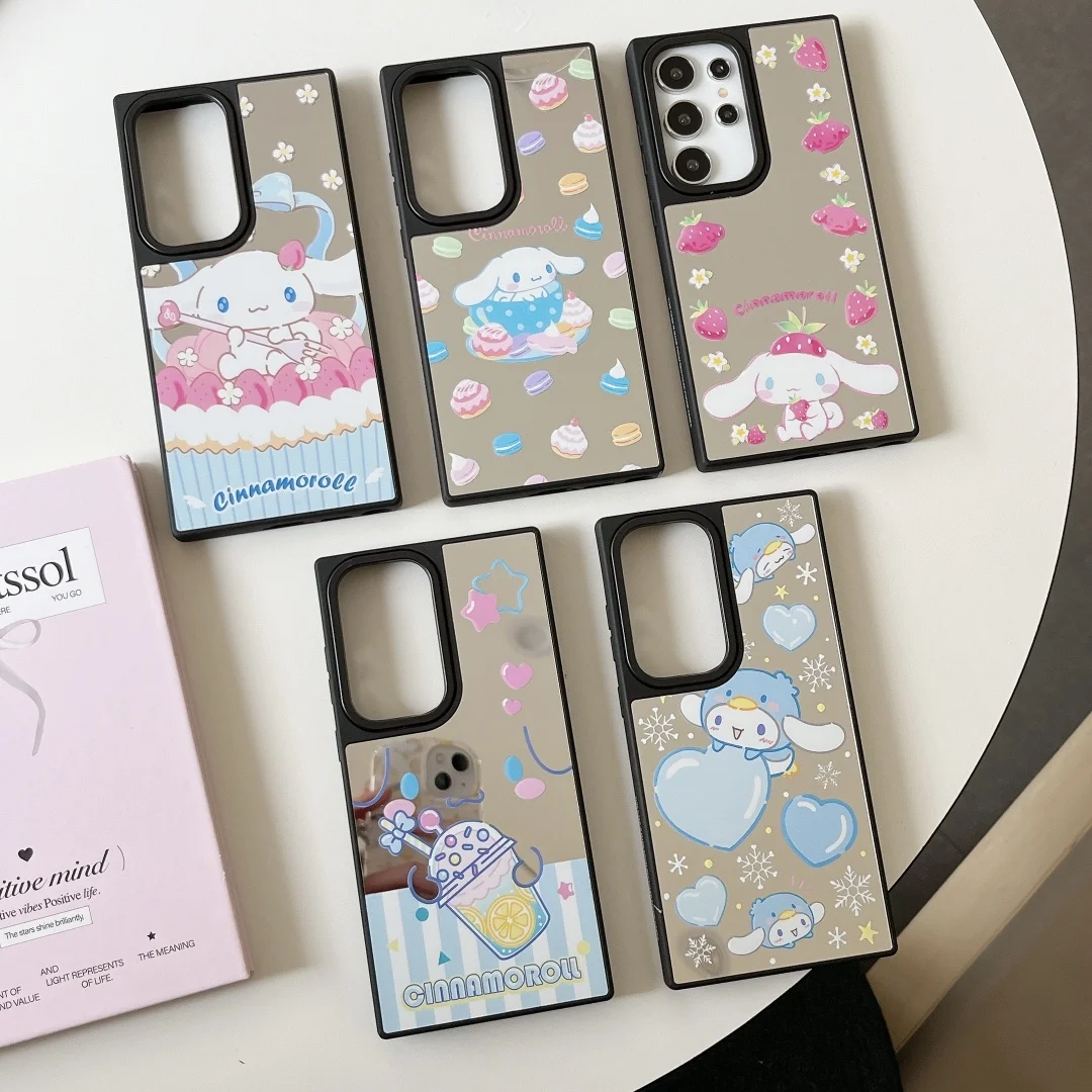 

Cinnamoroll Makeup Mirror Phone Case For Samsung Galaxy S25 Plus Shockproof Back Cover For SamsungS25 S24 S23 Ultra Mirror Case﻿