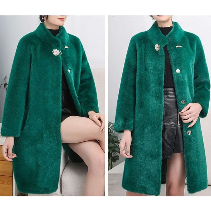 

Осенне-зимняя женская модная верхняя одежда из норкового меха, корейская женская меховая куртка большого размера 4XL, 2022, женское короткое пальто средней длины из искусственного меха