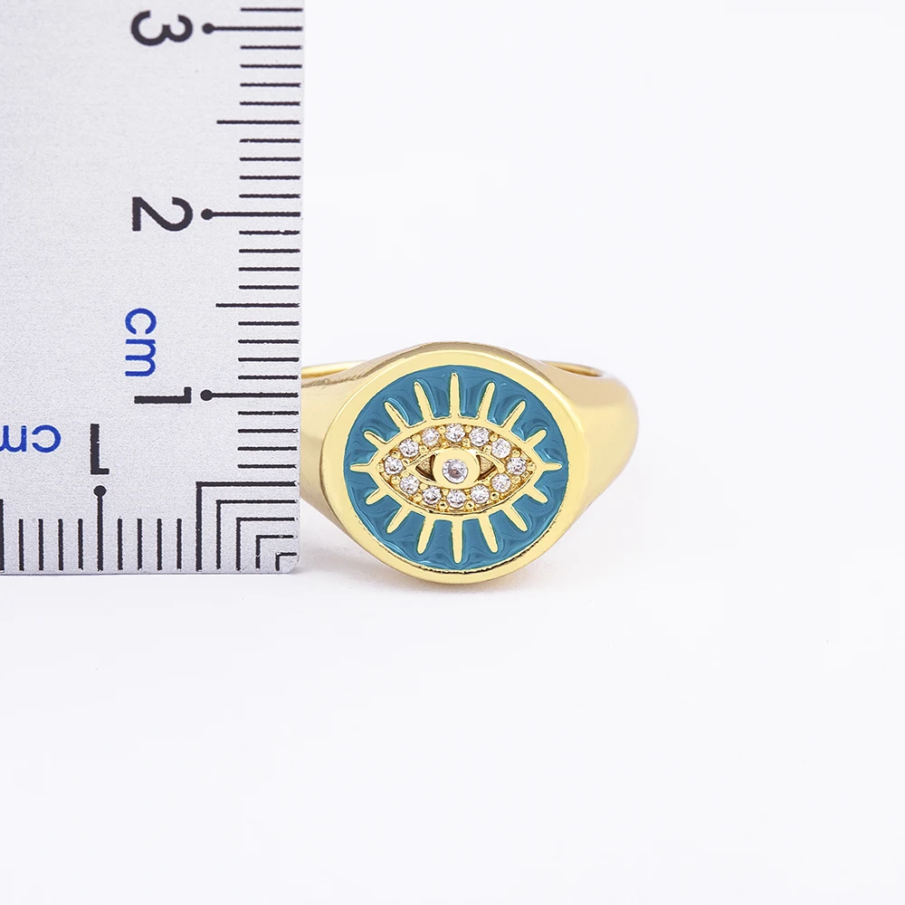 New Arrival Trendy Dripping Oil Turkish Evil Eye Rings 5 Colors Finger Rings Adjustable for Women Gold Plated Fashion Jewelry