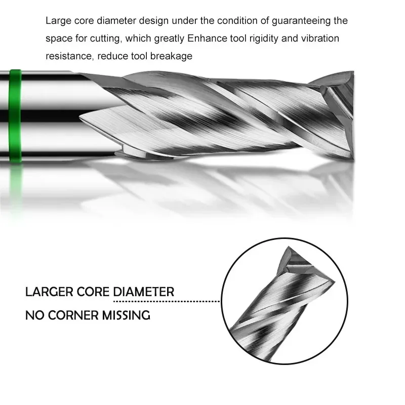 Shazam hrc50/hrc55 2-Flöten-Buntringfräser Wolfram stahl karbid Flach fräser cnc mechanische Schaft fräser Werkzeuge – Detail 4