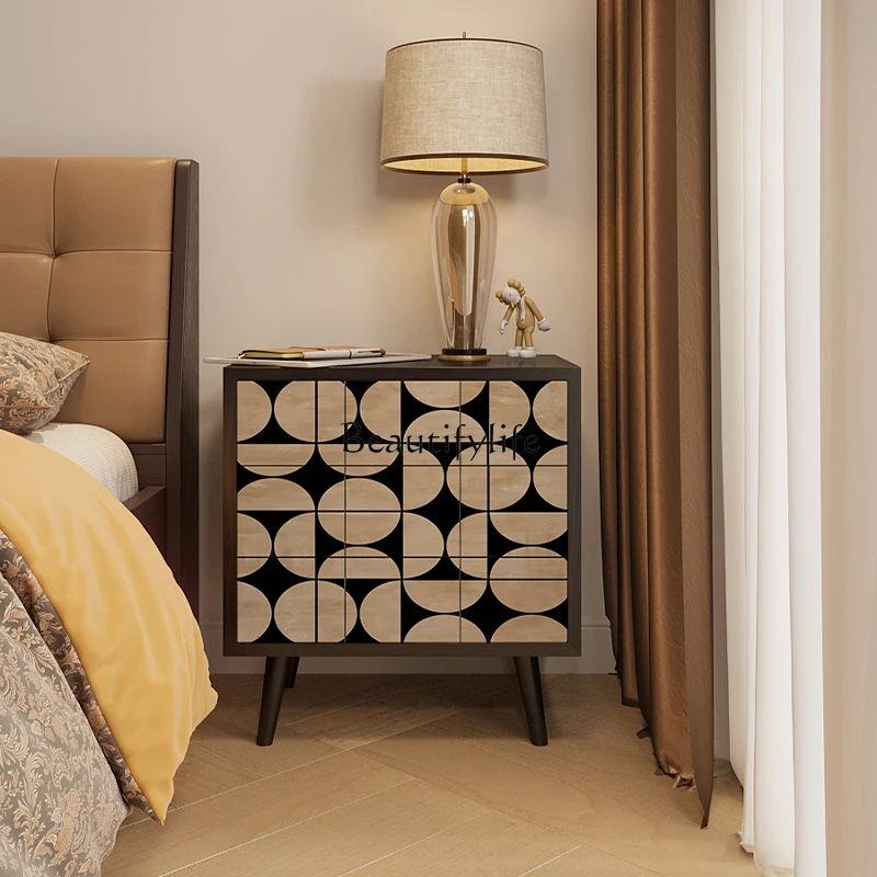 

Simple modern solid wood chest of drawers integrated bedroom bedside table storage