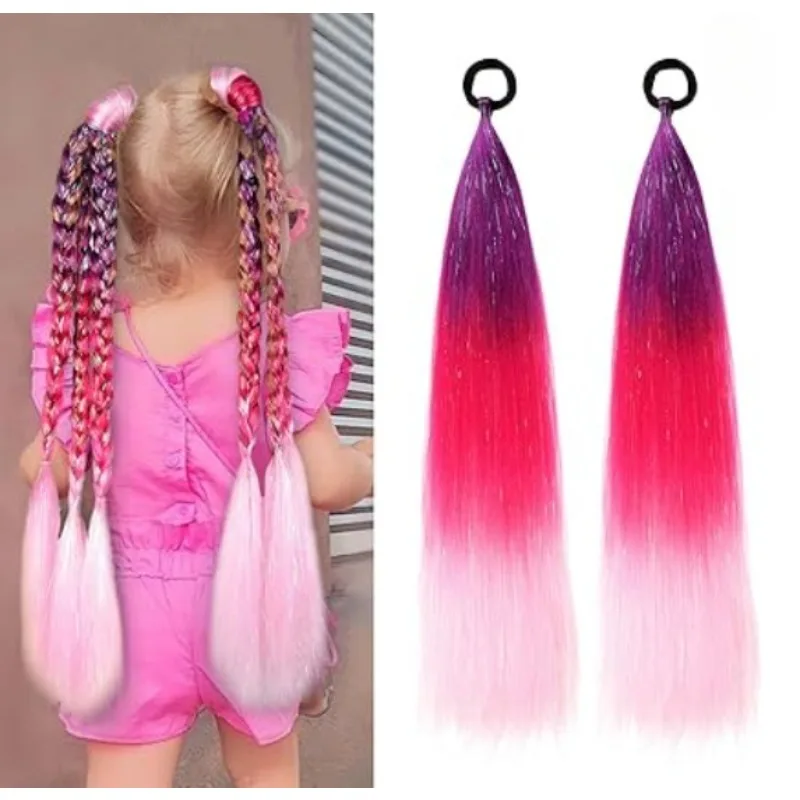 

2pack/Ponytail Extension With Hair Tie 24inch Colored for Braiding Ombre PonyTail Hair Extensions for Braids Festival Rave Crazy