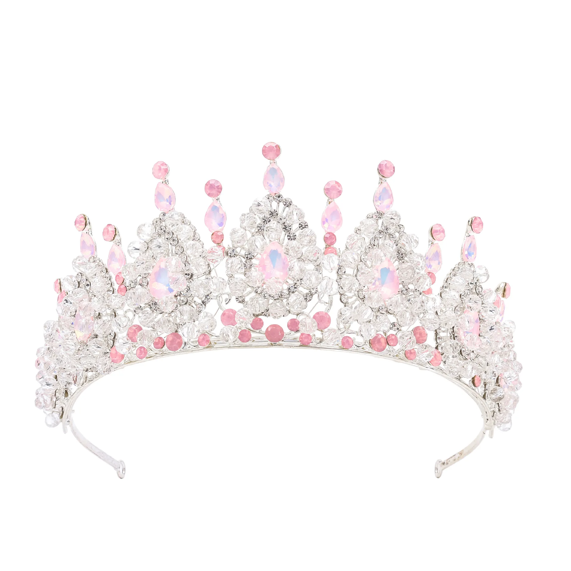 Baroque European and American Pageant Bridal Crown Headpiece, Alloy Crystal Wedding Headband Hair Accessory Crown