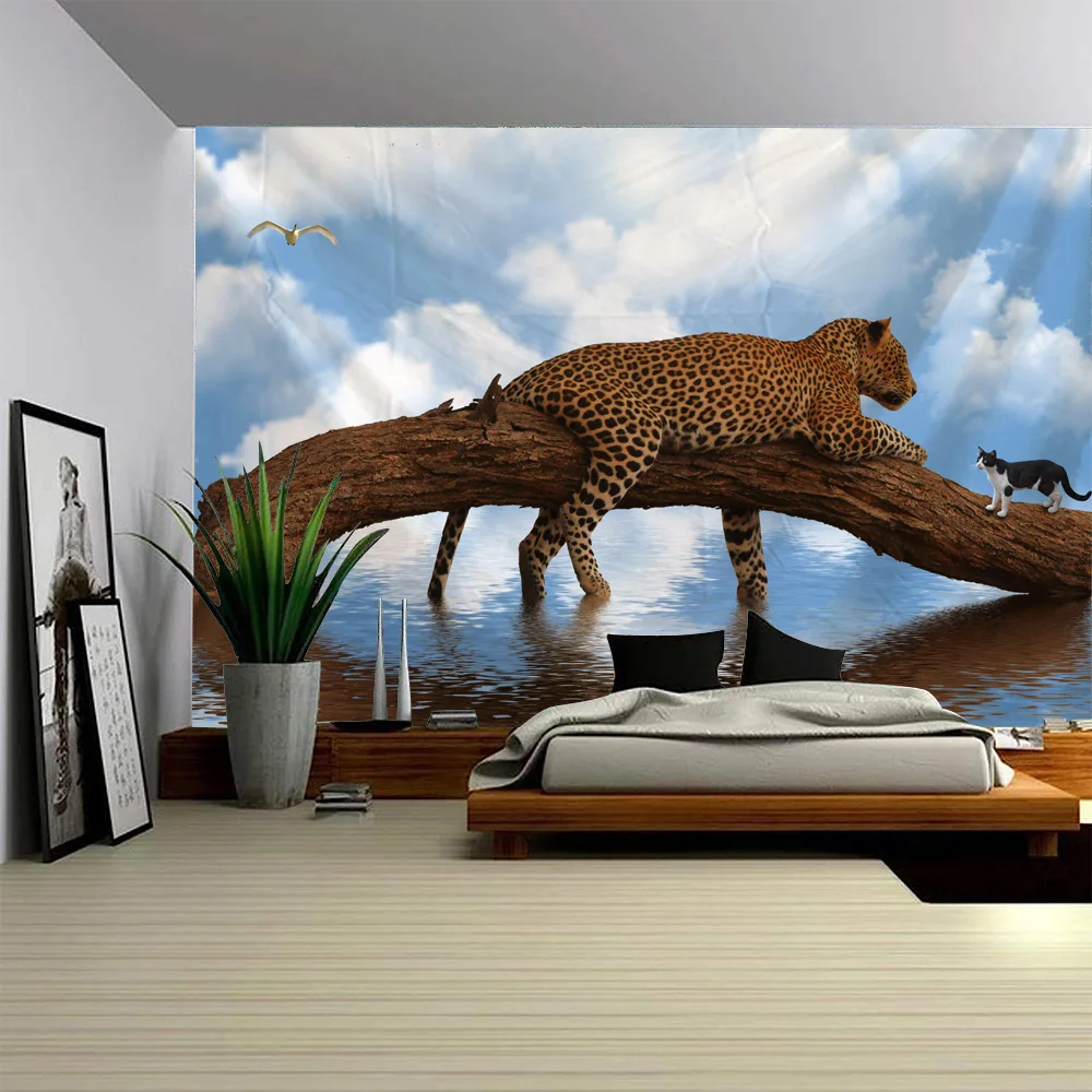 

Home Decoration Tapestry Forest Animal Lion Tiger Wolf Wall Hanging Cloth Hippy Bedroom Dormitory Wall Art Decoration Blanket