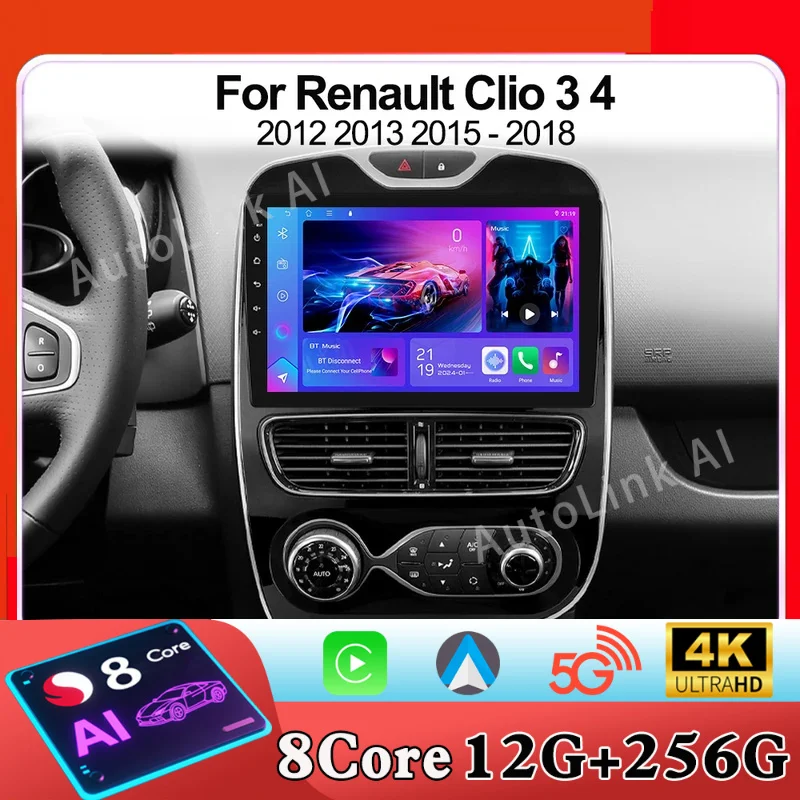 10 inch For Renault Clio 3 4 2012 2013 2015 - 2018  Android 15 Car Radio GPS Navigation Carplay Multimedia Player Auto Stereo 5G