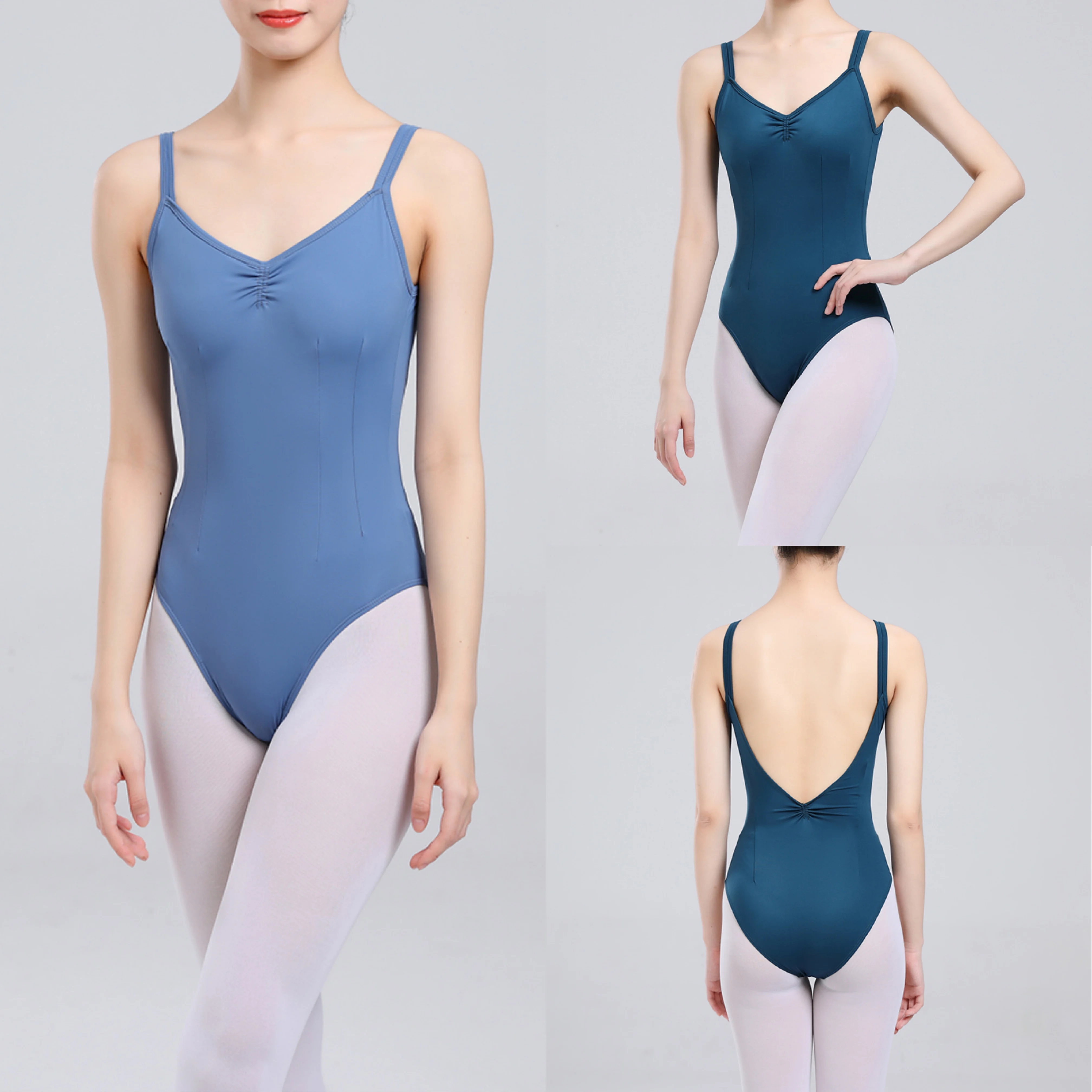 Adult Ballet Leotard Simple Senior Daily Practice Ballet Dancing Wear Women Blue Color Swan Dance Team Gymnastics Coverall