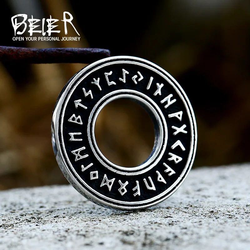 

BEIER New Updated Nordic Amulet Necklace Round Pendant For Men Viking Rune Simple Design Wholesale Jewelry
