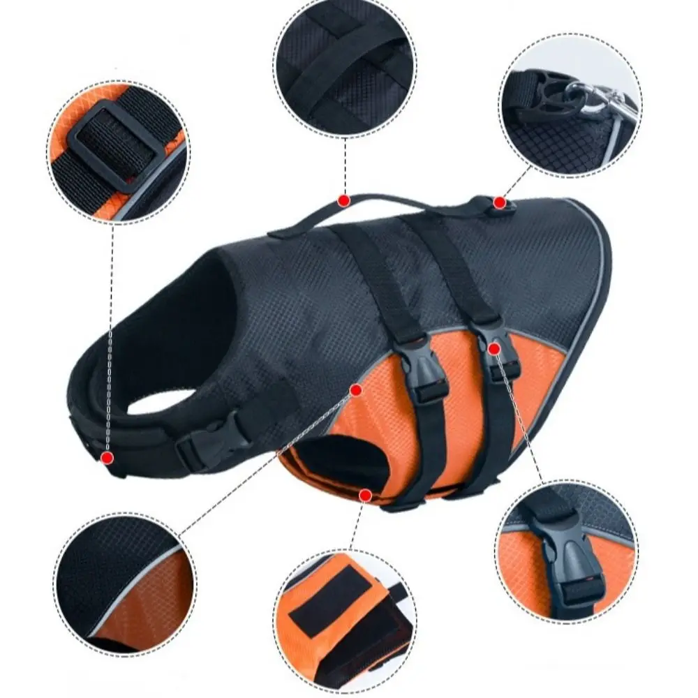 

Safety Clothes Adjustable Dog Life Jacket Enhanced Buoyancy Breathable Dog Swimming Suit Reflective Pet Safety Vest Water Sports