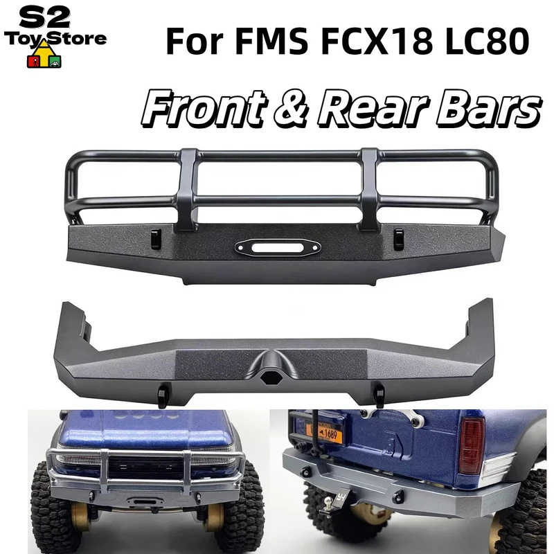 Metal Front And Rear Bumper For FCX18 LC80 Land Cruiser RC Crawler Car FMS Modified Upgrade Parts Black Gray Optional