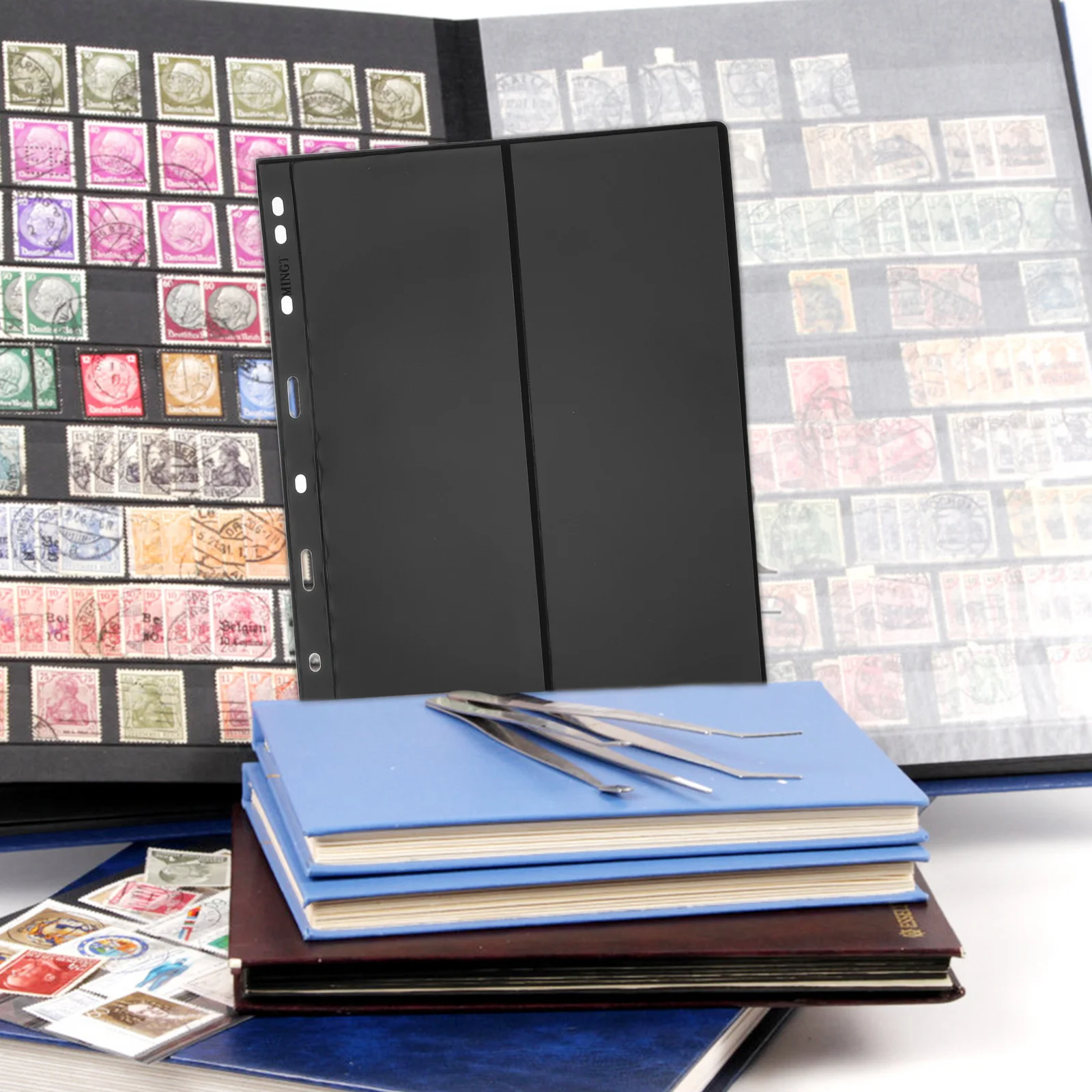 

10 pcs Stamp Collection Album Inserts Double-Sided 2-Row Storage Pages For Stamps Cards Flexible Looseleaf Holder Organizer A5
