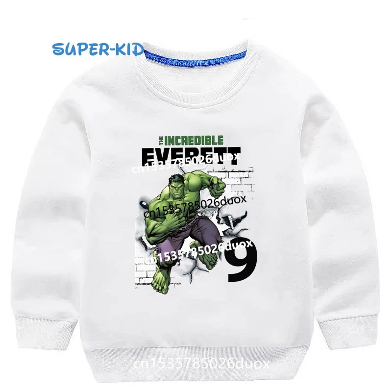 Kid New Autumn Winter The Hulk Birthday Personalize Name Boy Hoodies 2 3 4 5 6 7 8 Year Marvel The Hulk Birthday Girl Sweatshirt