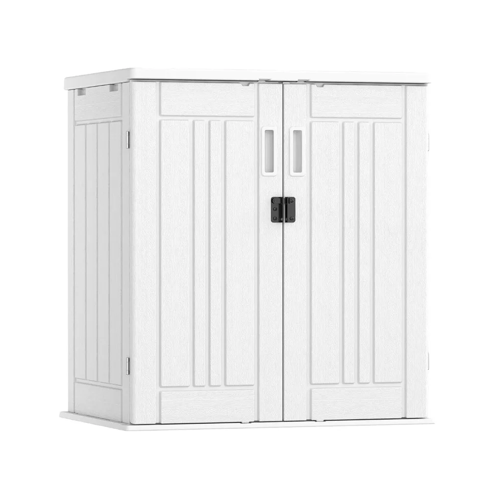 

Outdoor Storage Cabinet with 2 Shelves, Waterproof Resin Vertical Tool Shed, Lockable 15 Cu. Ft. Storage Shed for, Customized