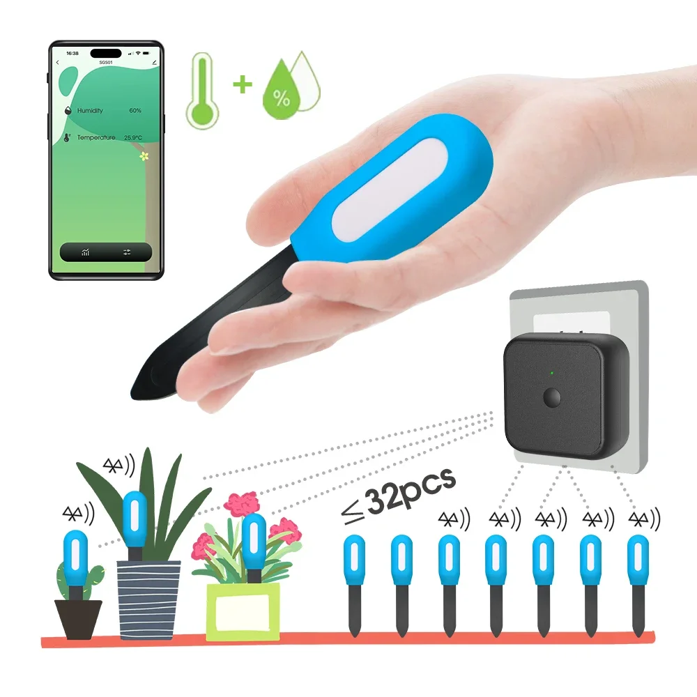 

WiFi/Bluetooth-compatible Temperature Monitor Wireless Greenhouse Sensor Waterproof Thermometer Hygrometer Soil Moisture Ecowitt