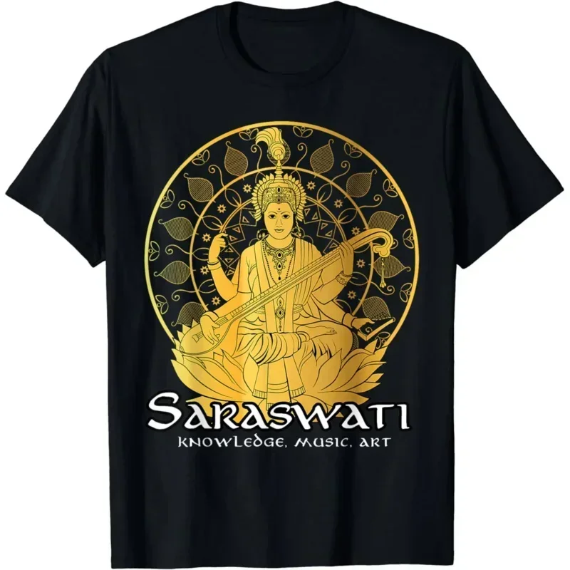 Festival Wear Clothes outfits for men Graphic T Shirts.Hindu Shirts Hinduism Diwali Festival Gods Goddess Saraswati T-Shirt tee