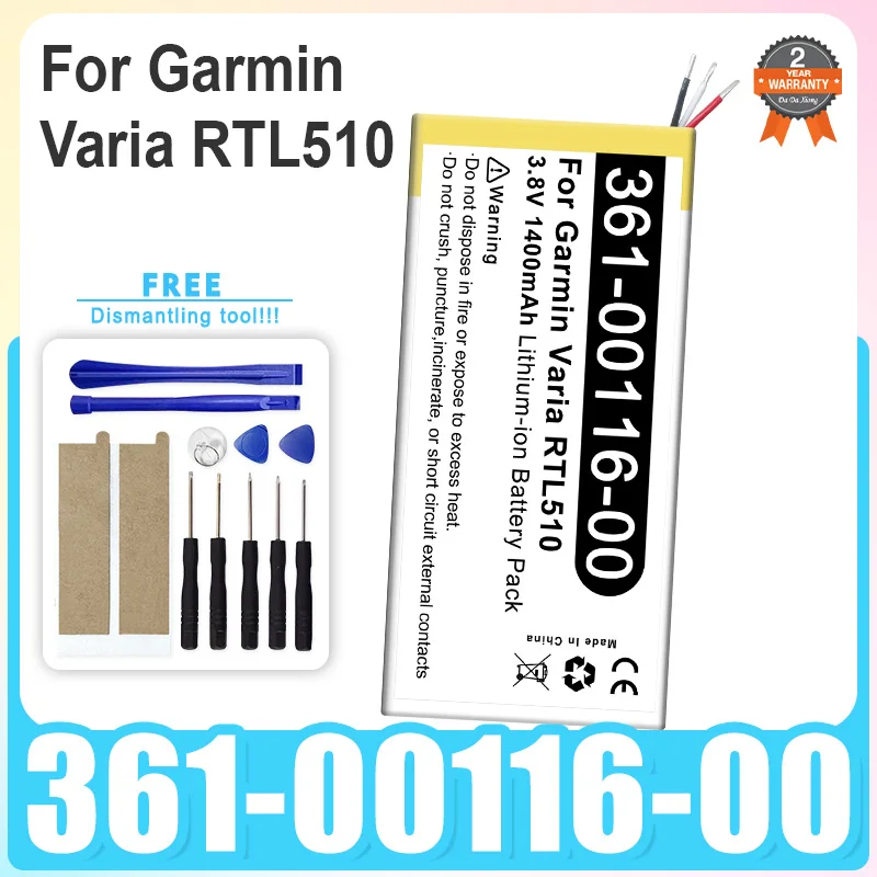3.8V 1400mAh Bicycles Flashlights Battery 361-00116-00 for Garmin RTL510, RTL515