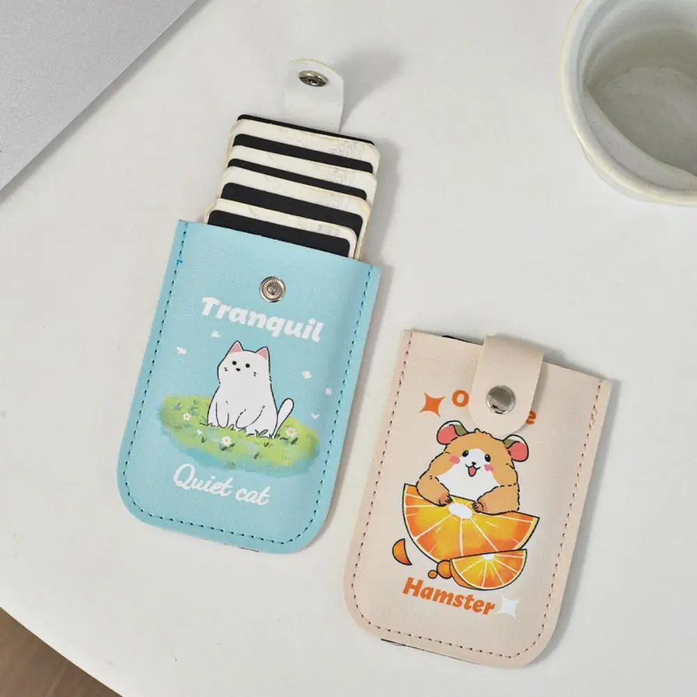 ラミネート加工 隠しミニカードウォレット RFIDブロッキング 引き出し式IDカードホルダー PUレザー 5枚収納 PUレザー財布 メンズ