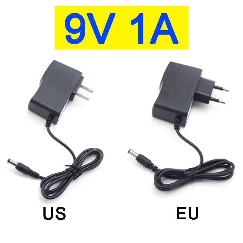 

9V 1A 1000ma AC 100V-240V DC Power supply Adapter plug Converter For LED Strip Light CCTV Charger Switch 5.5x2.5mm US/EU plug A7