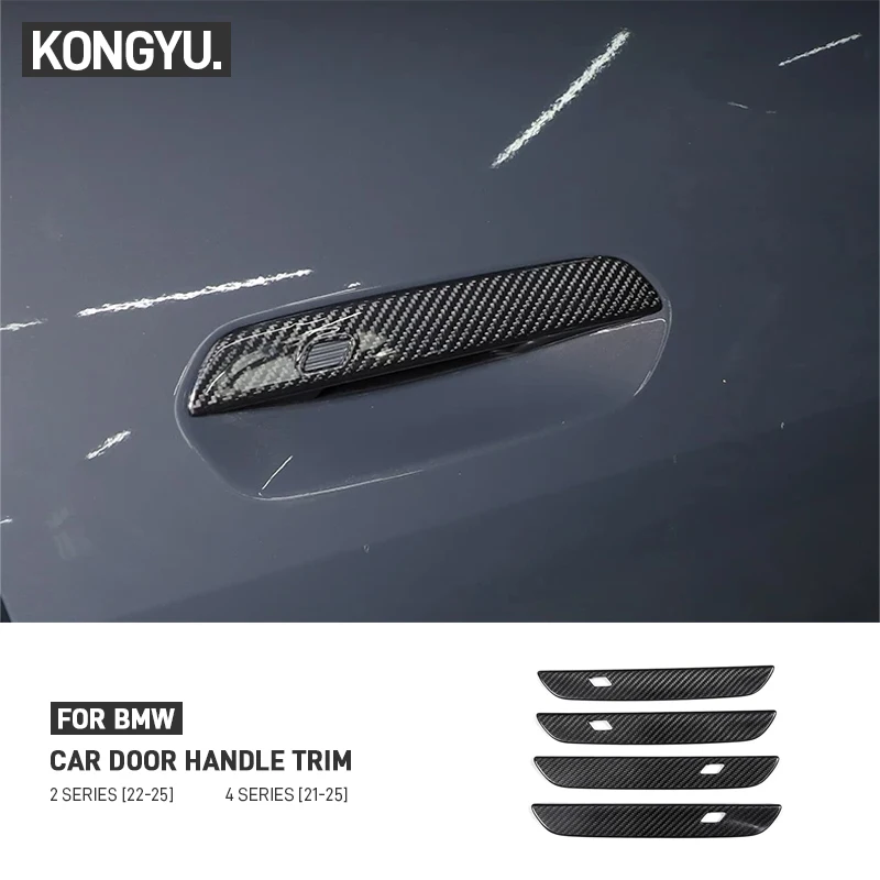 For BMW 2 4 Series G42 G43 G26 2021-2025 Real Carbon Fiber Car Door Handle Trim Cover Sticker External Accessories