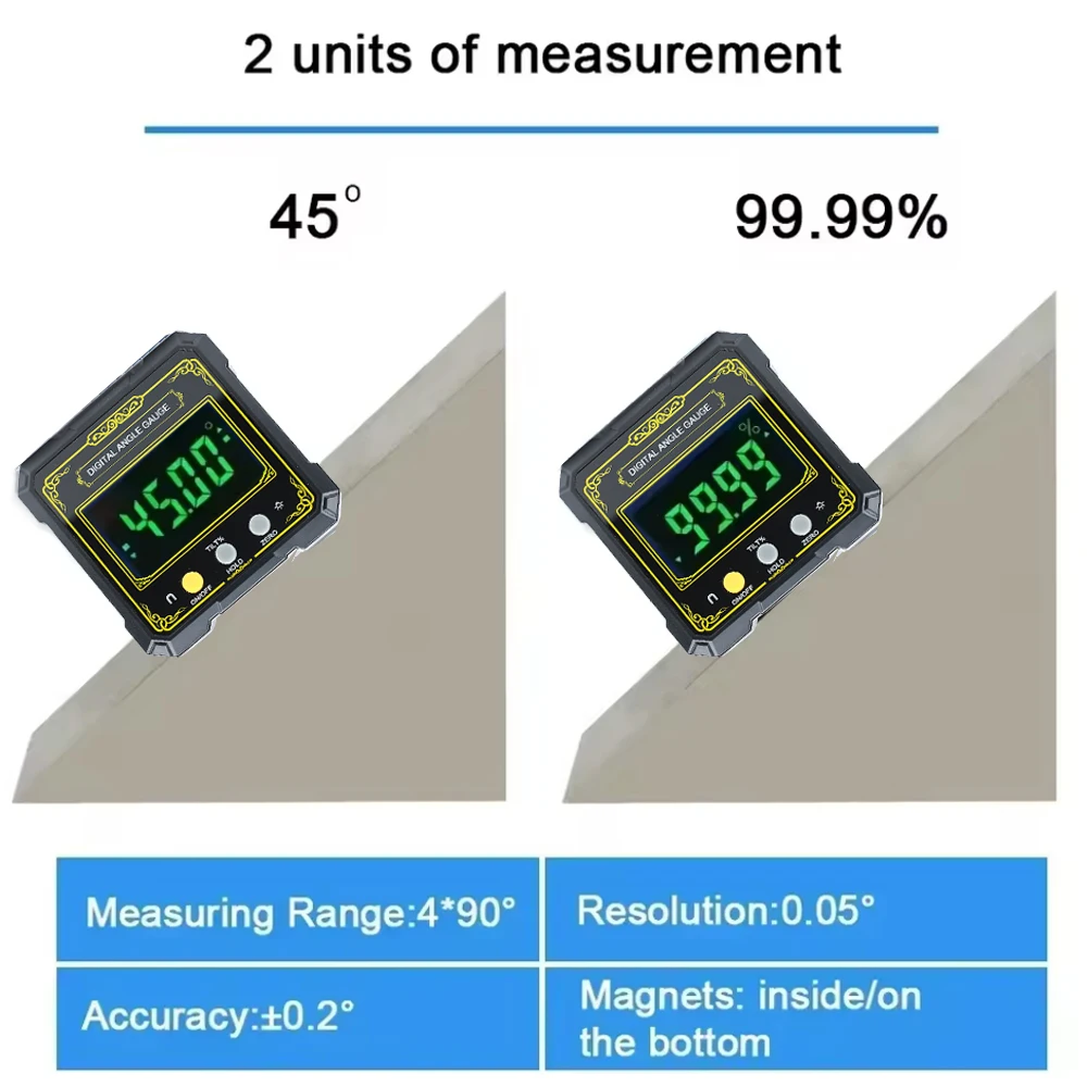 Industrial Level Digital Inclinometer Bevel Gauge With Hold Function Backlight Magnetic Digital Level Angle Finder Protractor
