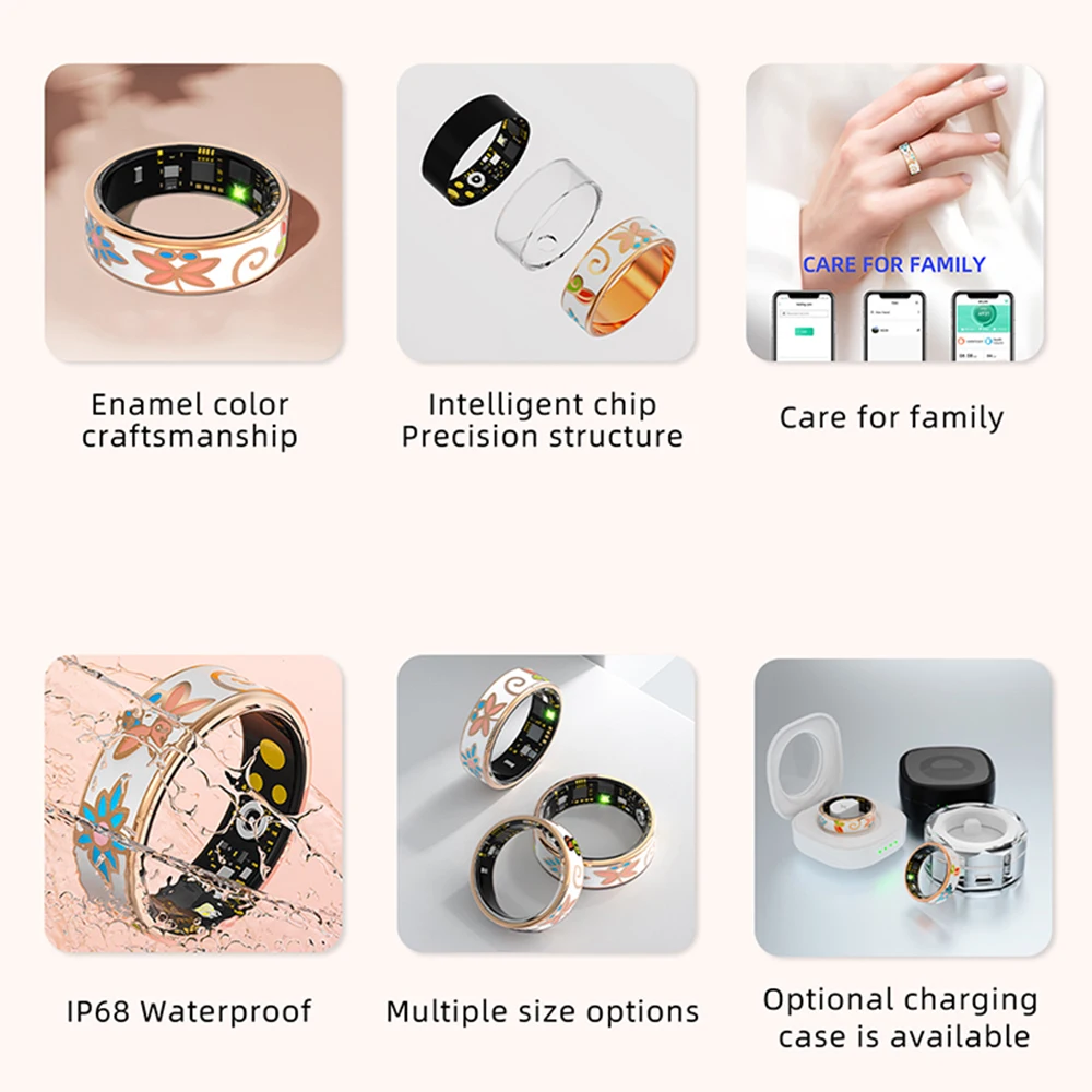 R18 Kleur Emaille Mode Vrouwen Slimme Ring Vrouwelijke Roestvrij Staal Intelligente Vinger Ring Dame IP68 Waterdichte Fitness Tracker