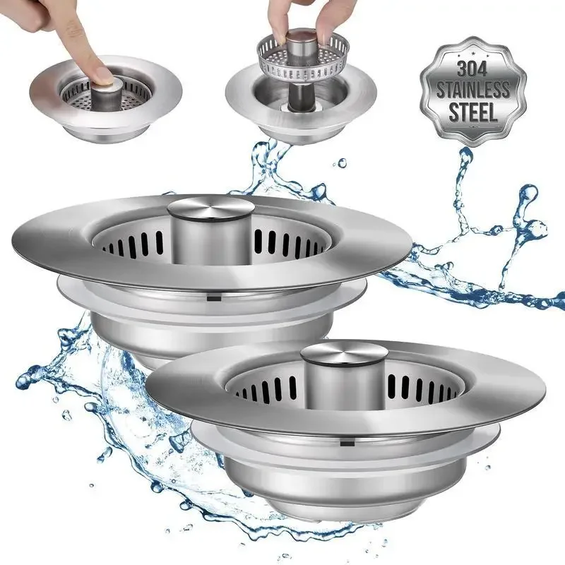 

【FreeShip】Popular Upgraded 3 in 1 Kitchen Sink Drain Strainer - Stainless Steel Sink Stopper