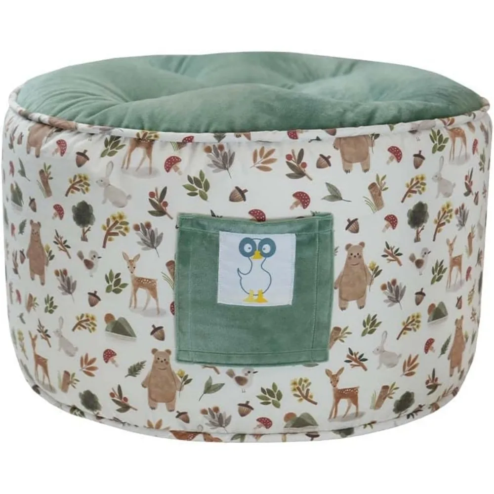 

GooseWaddle Soft and Comfortable Kids Ottoman Toddler Pouf Seating for Your Little One's Playroom or Nursery (Cedar Sage)