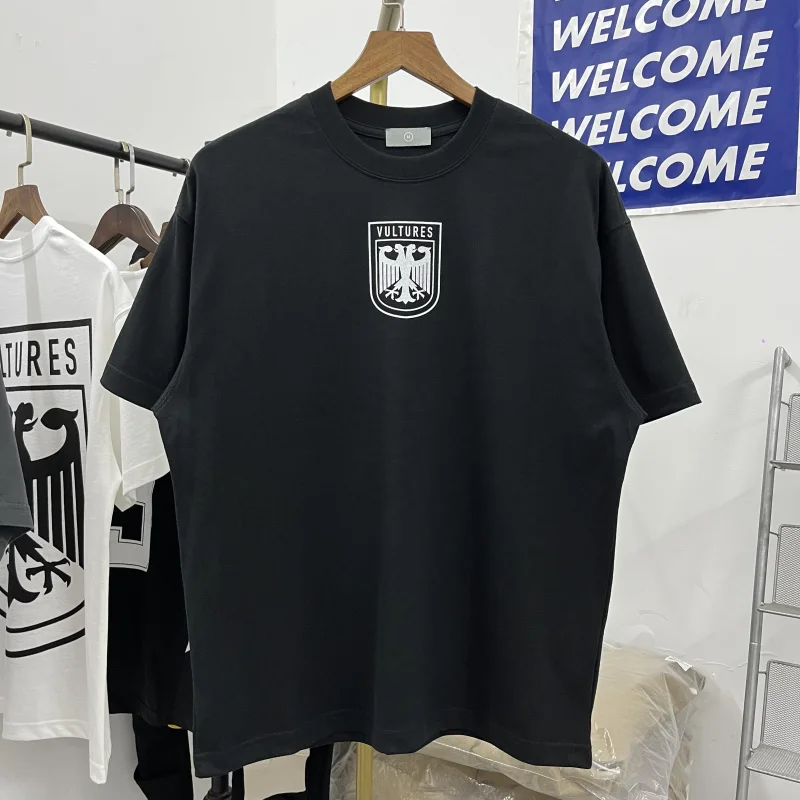 THUG CLUB KANYE Simple Logo Double Eagle Print Casual Loose Men's Short Sleeve T-Shirt Couple Matching Youth Fashion Summer Wear