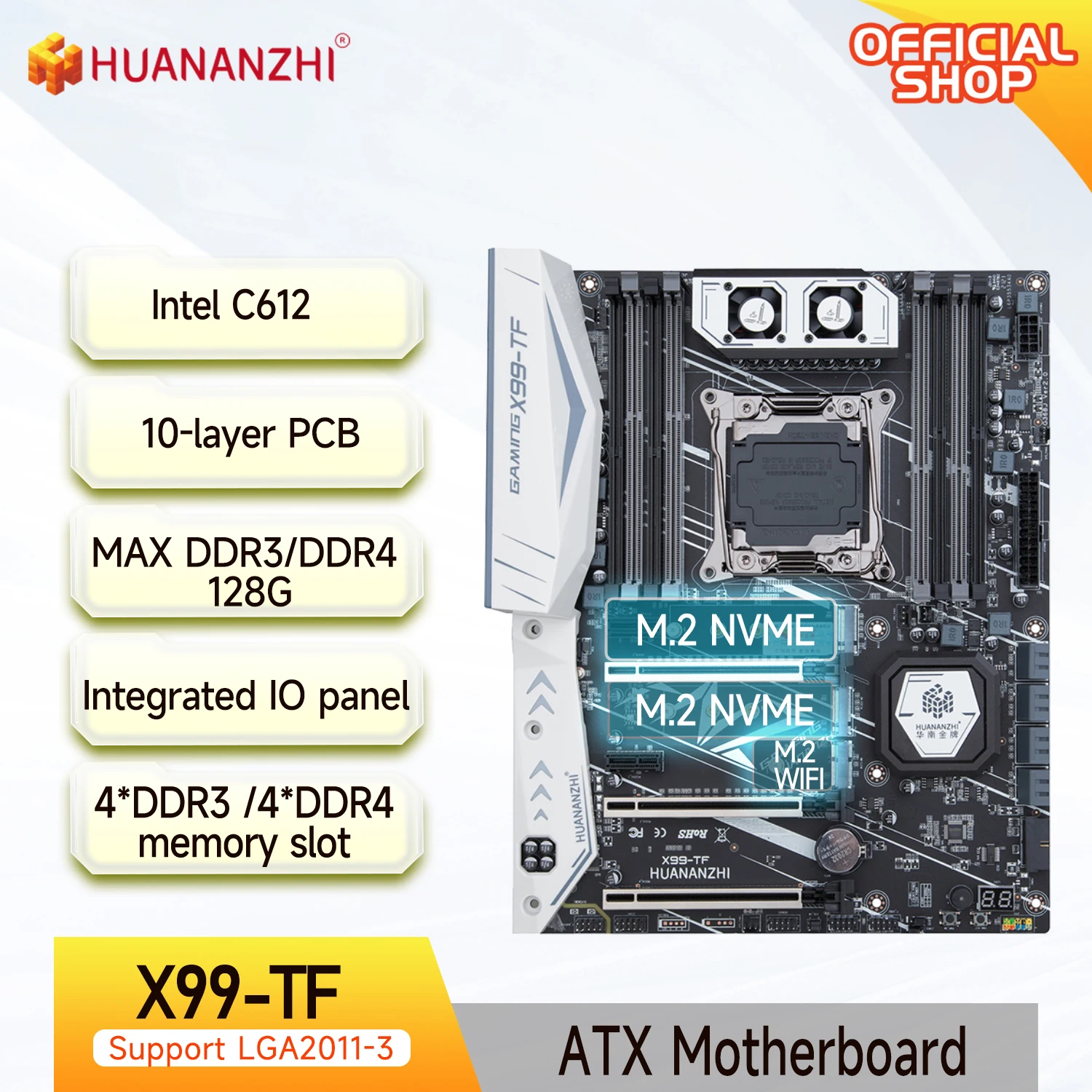 

Материнская плата HUANANZHI X99 TF LGA 2011-3 XEON X99 с поддержкой Intel E5 2666 2678 2696 v3 v4 DDR3 DDR4