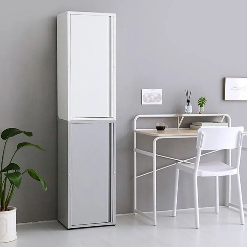 Household dining side cabinet, wrought iron modern single-door locker, iron sheet storage cabinet, creamed small cabinet, cream