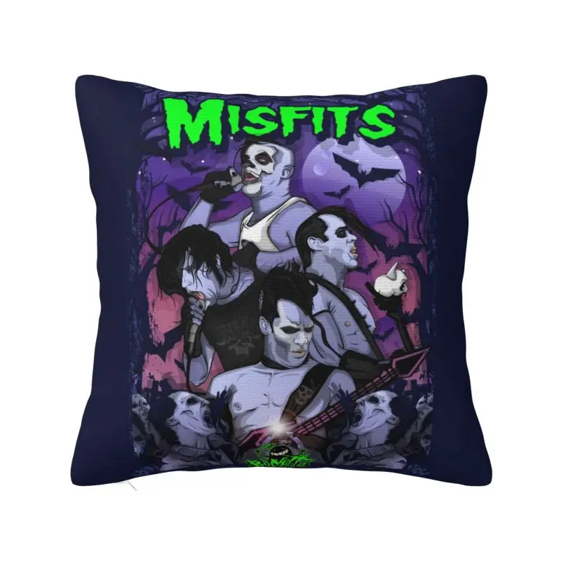 Custom Luxury Heavy Metal The M-Misfitses Skull Throw Pillow Cover Home Decor Square Cushion Cover Pillowcover for Living Room