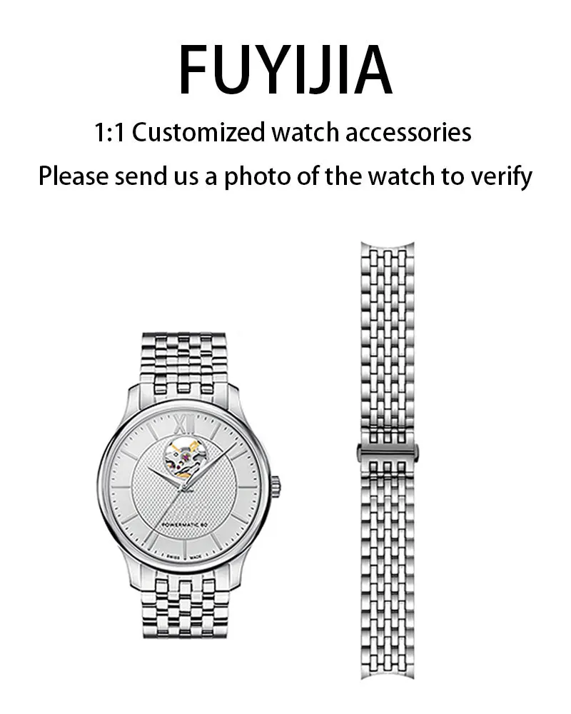 

FUYIJIA Man Custom T-issot T063 Original Watchband 20MM Curved Interface Watch Chain 316L Stainless Steel Butterfly Buckle Strap