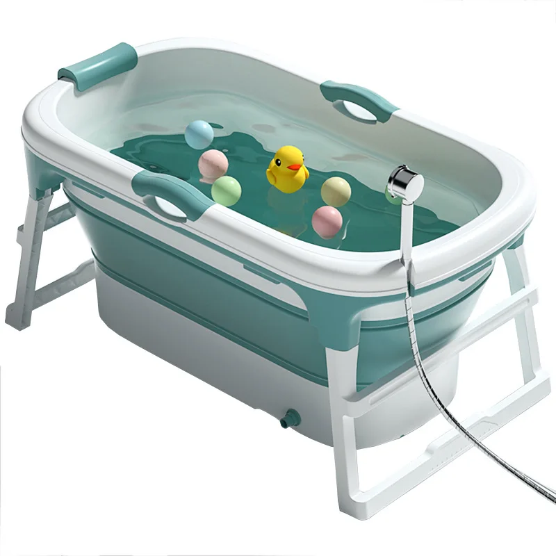 

Adult Folding Plastic Bathtub Portable Bathing Barrel Spa Bathtub