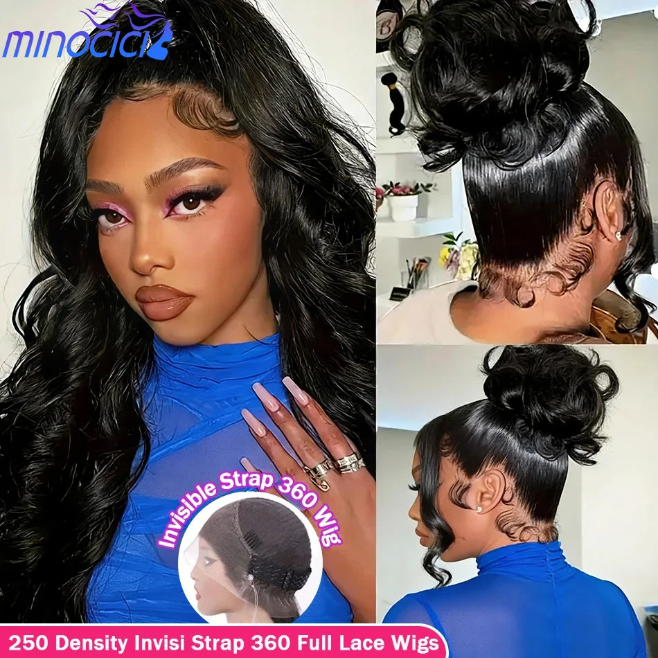 

40 Inch 360 Full Lace Wig Body Wave Human Hair Wigs 100% Pre Plucked Hd Brazilian Lace Frontal Wigs Invisible Strap 250 Density