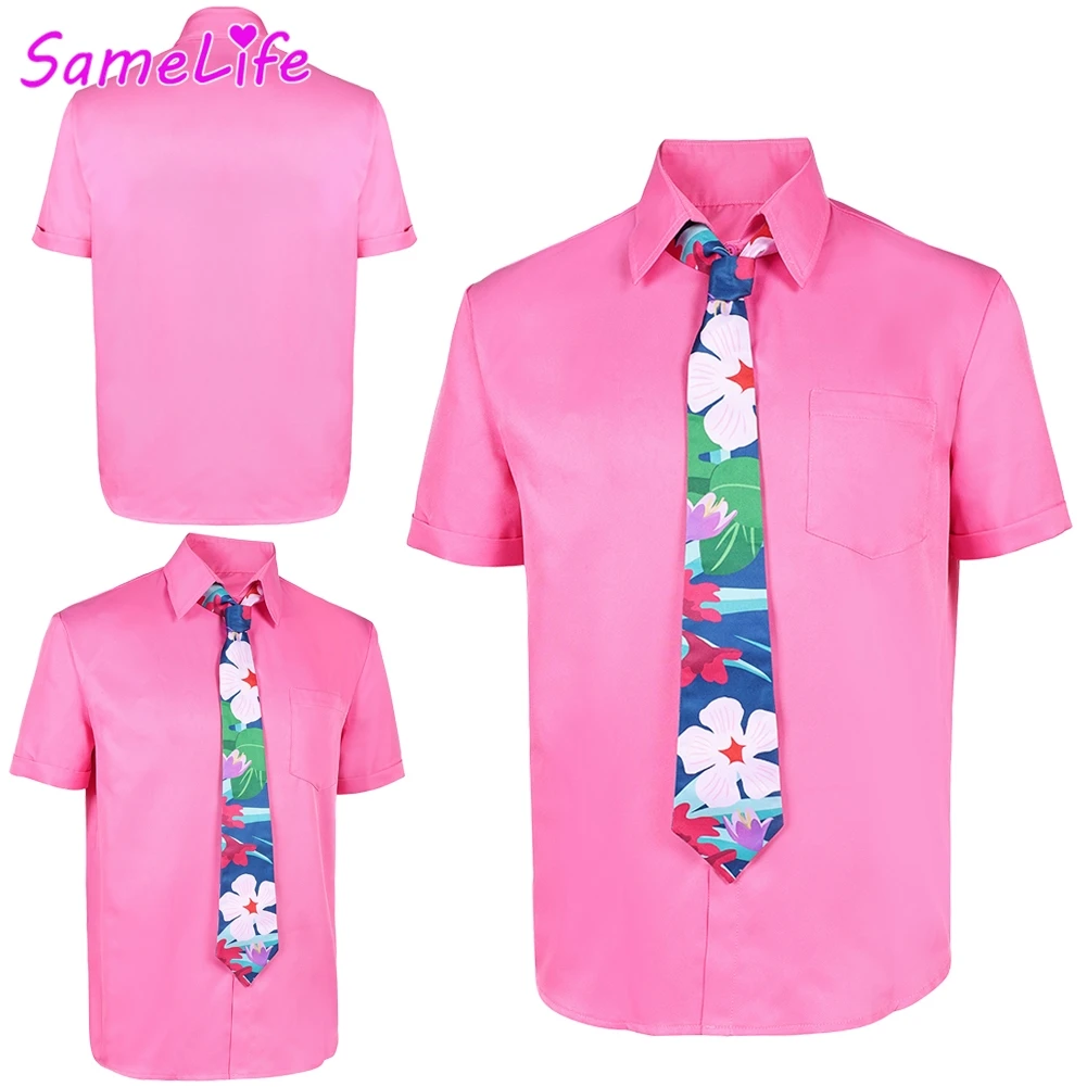 Fox Nick Wilde Cosplay fantasía camisa rosa corbata ropa dibujos animados disfraz de zoológico disfraz hombres juego de rol fantasía trajes ropa de playa