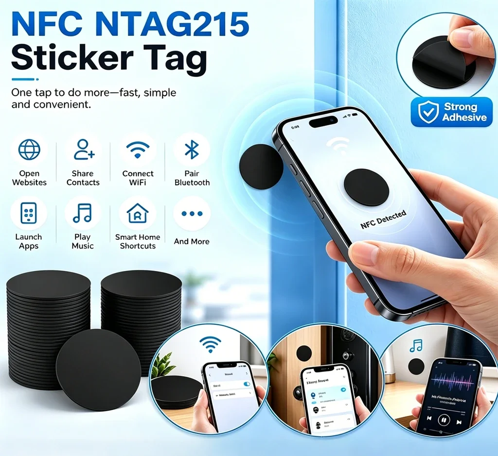 10/50PCS RFID NFC Ntg215 Tags Black Sticker 13.56MHz NFC 215 Adhesive Labels 25MM 504 Bytes NFC Personal Automation NFC215