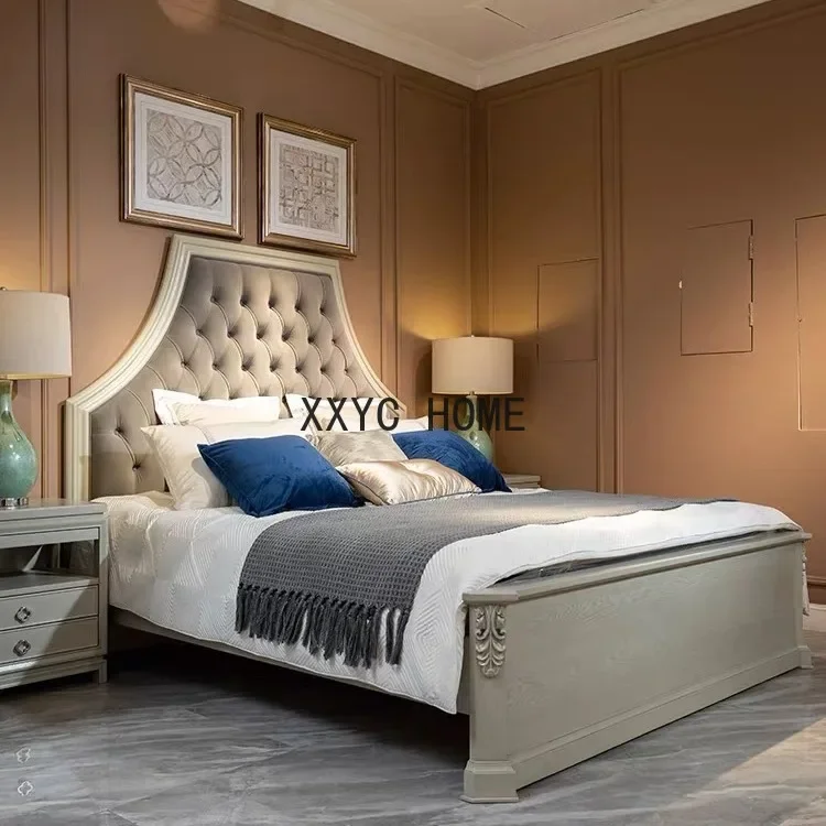 Modern light luxury American retro building revival solid wood bed