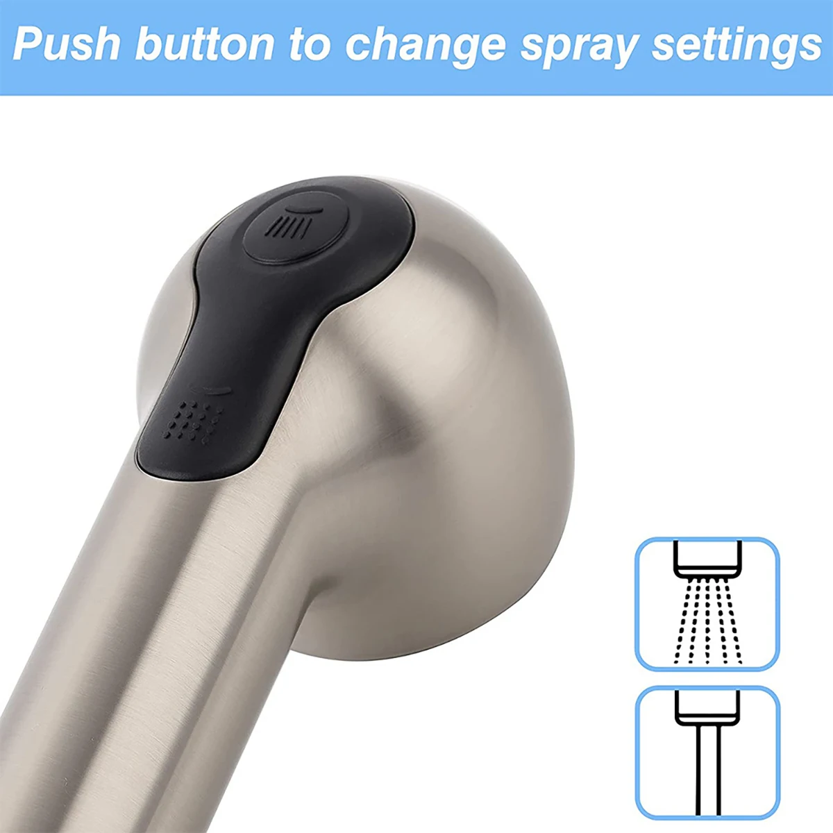 Kitchen faucet shower head Pull-out sprayer with push button switching 2 water modes ABS material G1/2 connector