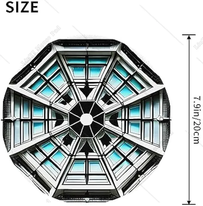 Octagon Building Round Mouse Pad Cute Small Gaming Mouse Pad Non-Slip Rubber Base Sewing Edge Suitable for Office Home 7.9 Inch