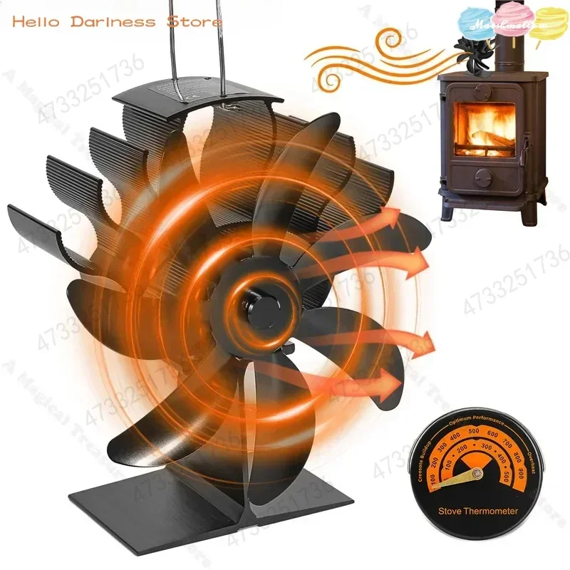 7 Blades Stove Fan Heat Powered Fireplace Fan Log Wood Burner Eco-fan Quiet Home Winter Warm Heater Efficient Heat Distribution