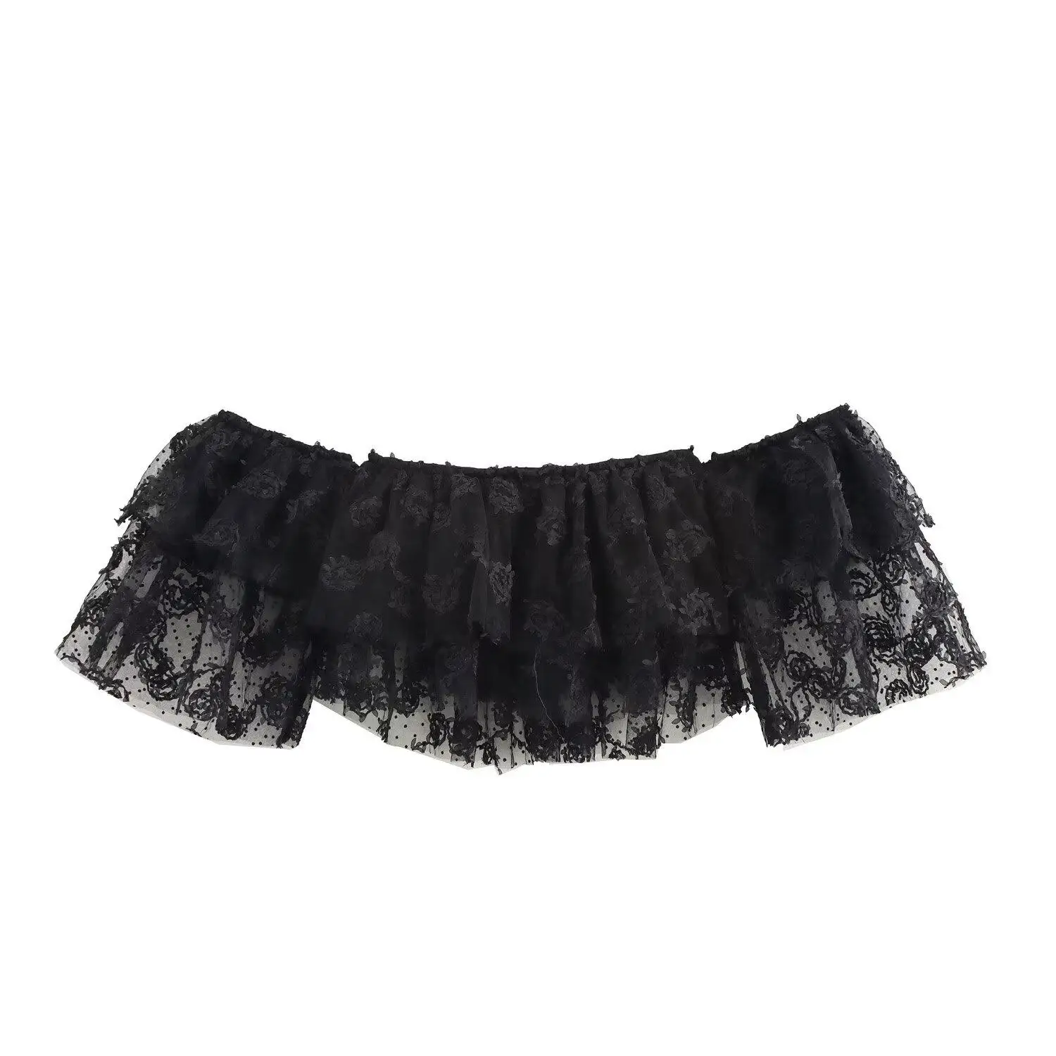 Vestido Casual F de Moda Primavera Novo Design com Renda em Camadas e Ombro Único em Fibra de Poliéster Manga Curta De...