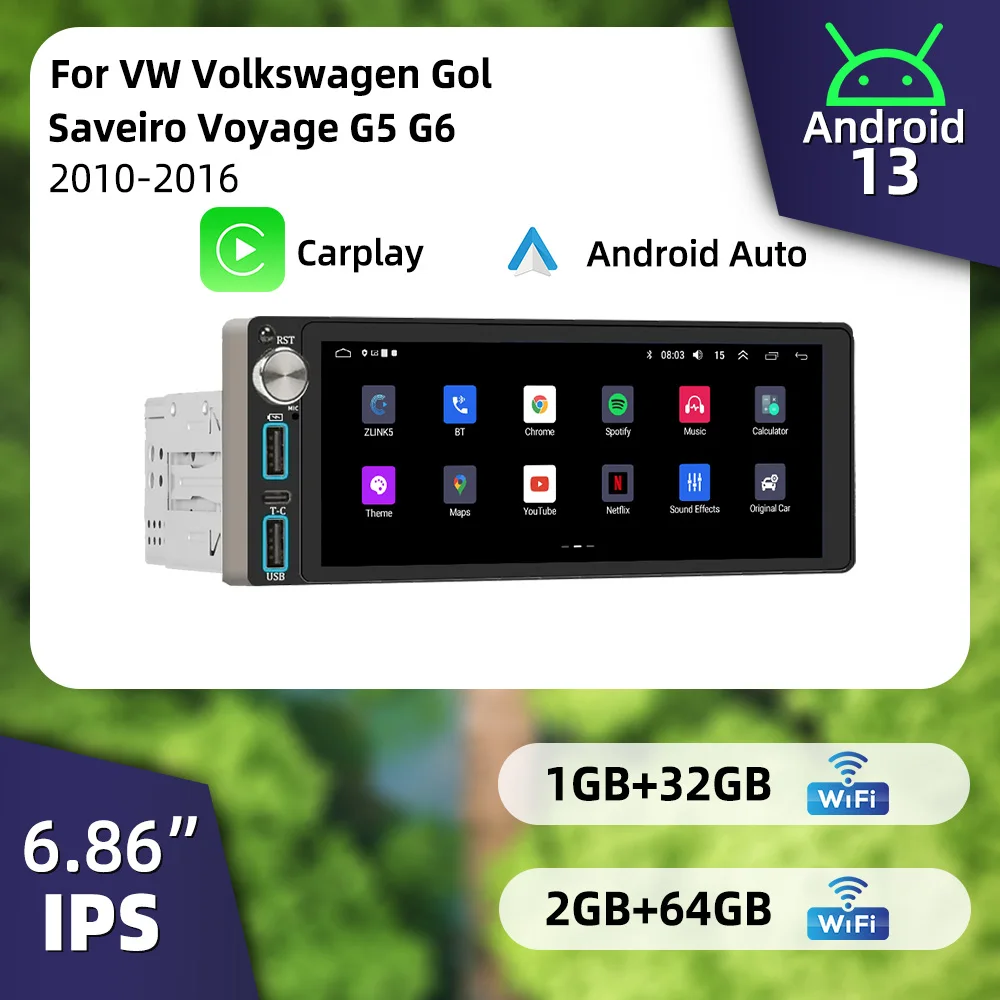 Android Carplay Autoradio 1Din - 6.86