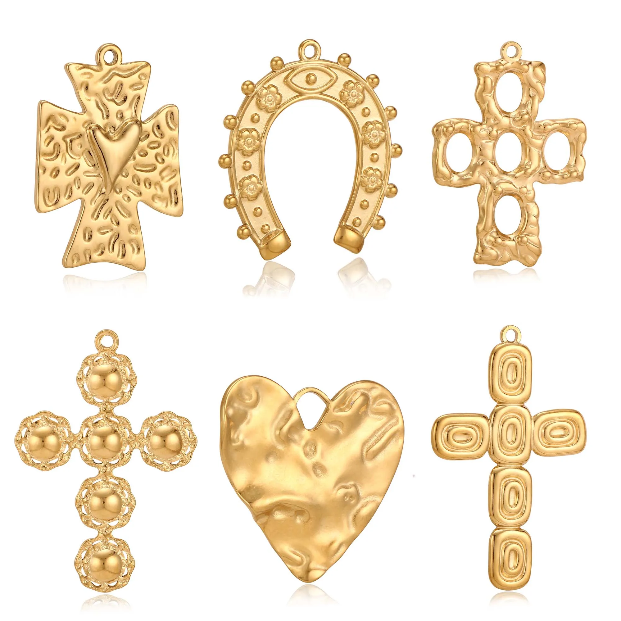 3 Stück Edelstahl exquisite wasserdichte Kreuz Charms für Schmuckherstellung Glück Hufeisen Anhänger passen DIY Christus Frauen/Männer Handwerk
