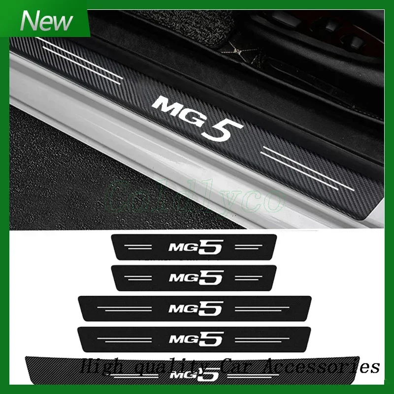 

for MG 5 MG5 Logo Car Door Sill Protector Plate Rear Trunk Bumper Strips Threshold Stickers Anti Scratch Covers