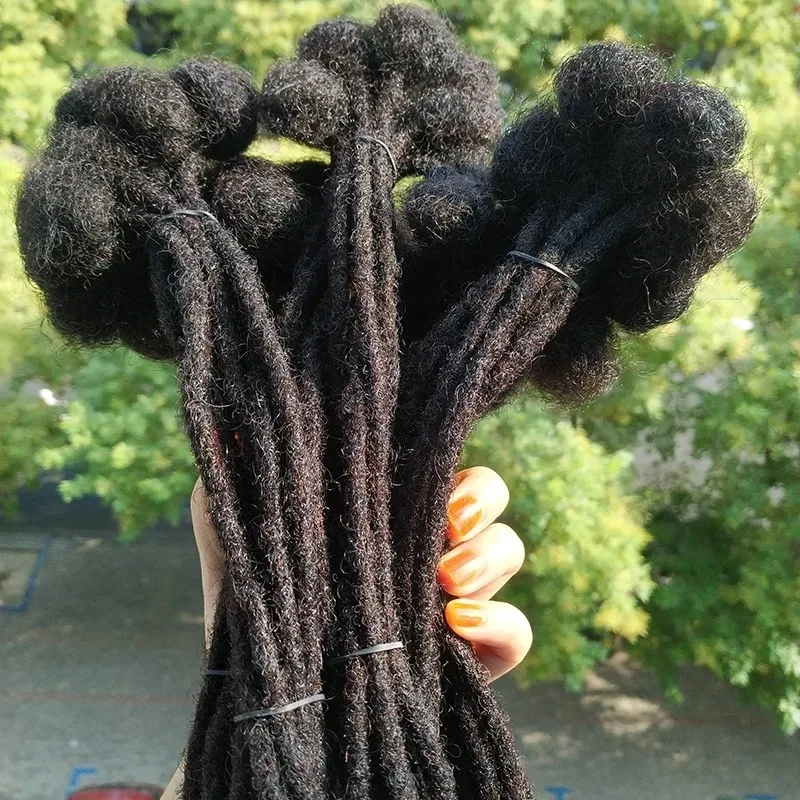 18 Inch 0.6 Cm Real Human Hair Dreadlock Extensions 30 Strands Full Handmade Locs Soft Natural Bulk Hair for Men Women